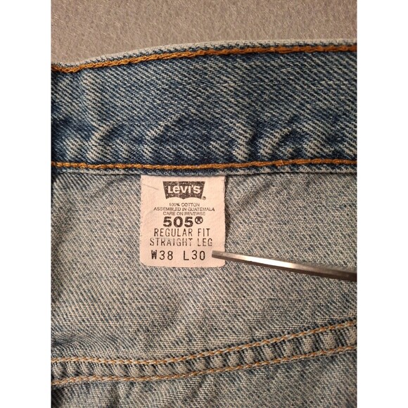 Vintage Levi's 505 Regular Fit Straight Leg Jeans Men's 38/30 Blue 1999 90s - Picture 9 of 15